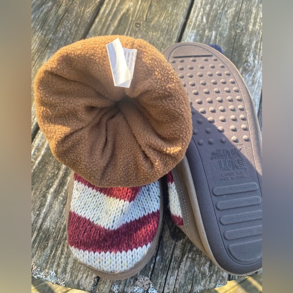 Muk Luk Americana Print Calf Sweater Knit Slippers - Size Large 8-9 - Picture 6 of 7